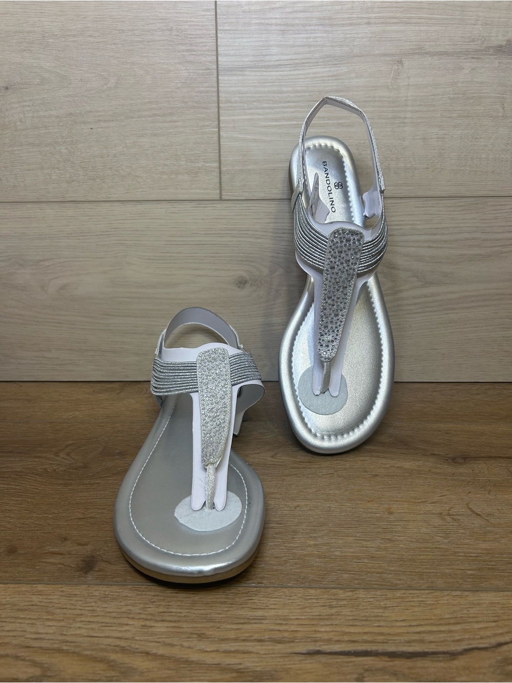 Bandolino Kayte 2 Strappy Embellished Sandal Silver W US 10